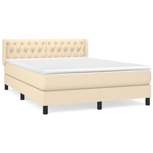 vidaXL kontinentalseng med madras 140x190 cm stof cremefarvet