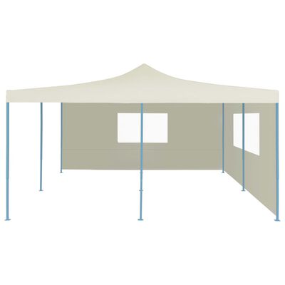 vidaXL foldbar pavillon med 2 sidevægge 5x5 m cremefarvet