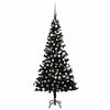 vidaXL kunstigt juletr&aelig; med lys og kugles&aelig;t 120 cm PVC sort