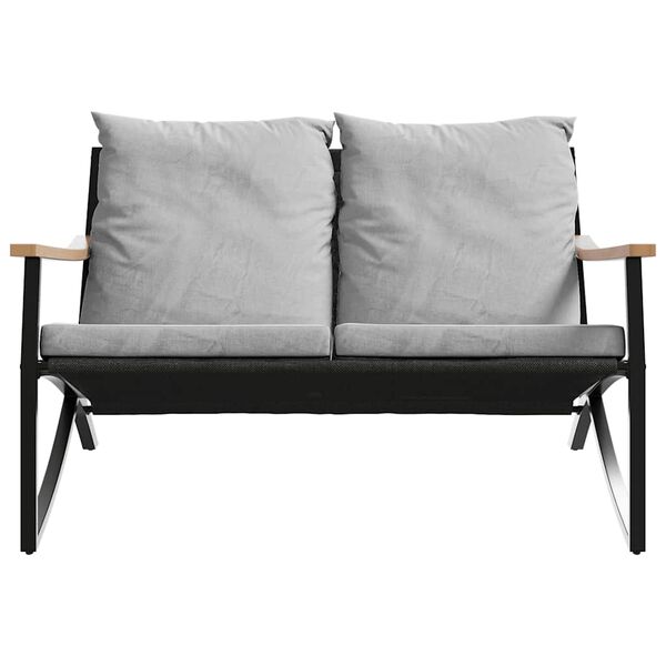 vidaXL altansæt 3 dele med hynder stål sort