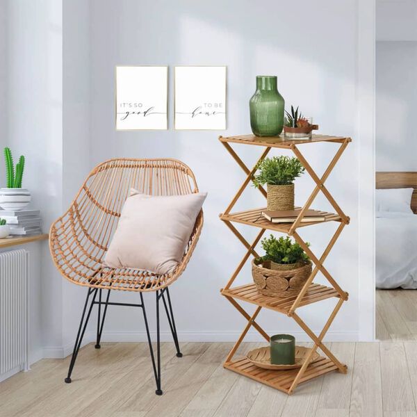 Home&Styling reol med 4 hylder foldbar bambus