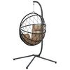 vidaXL h&aelig;ngestol p&aring; stativ rattan og st&aring;l gr&aring;brun
