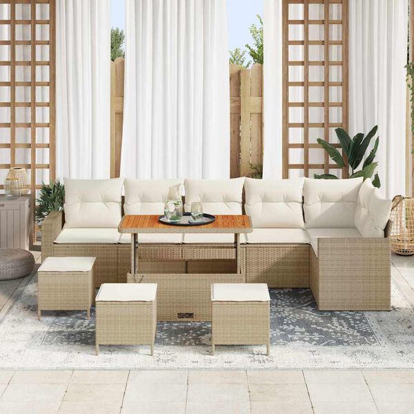 vidaXL Havesofa S&aelig;t 10 pcs Beige polyrattan