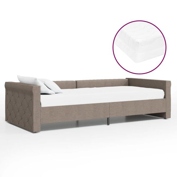vidaXL daybed med madras og USB 90x200 cm stof gr&aring;brun