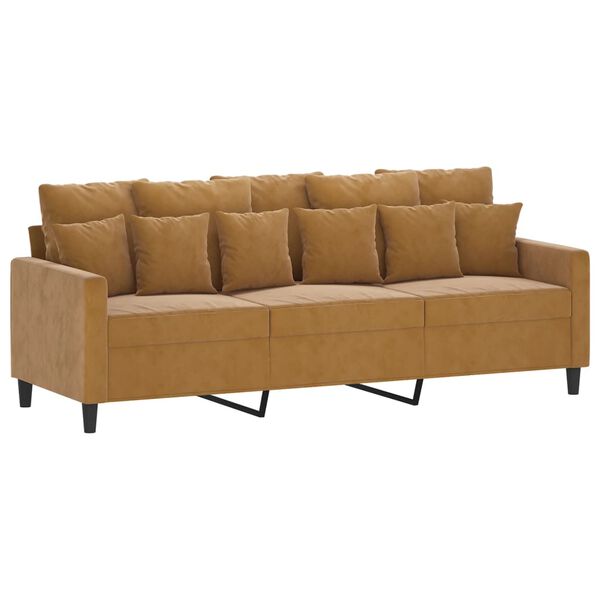 vidaXL 3-personers sofa med fodskammel 180 cm velour brun