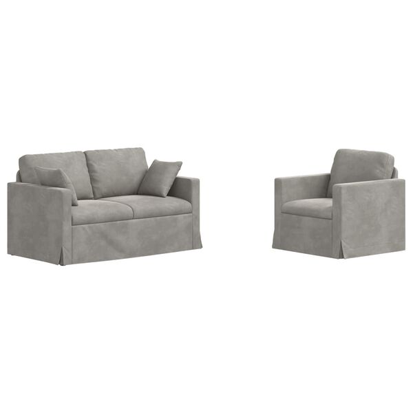 vidaXL Sofa 2 pcs Lysegr&aring; 138 x 78 x 80 cm Fl&oslash;jl