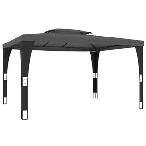 vidaXL pavillon med dobbelt tag 3,98x2,98 m st&aring;l antracitgr&aring;