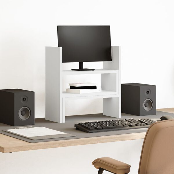 vidaXL hylde til skrivebord 40x17x41 cm konstrueret tr&aelig; hvid
