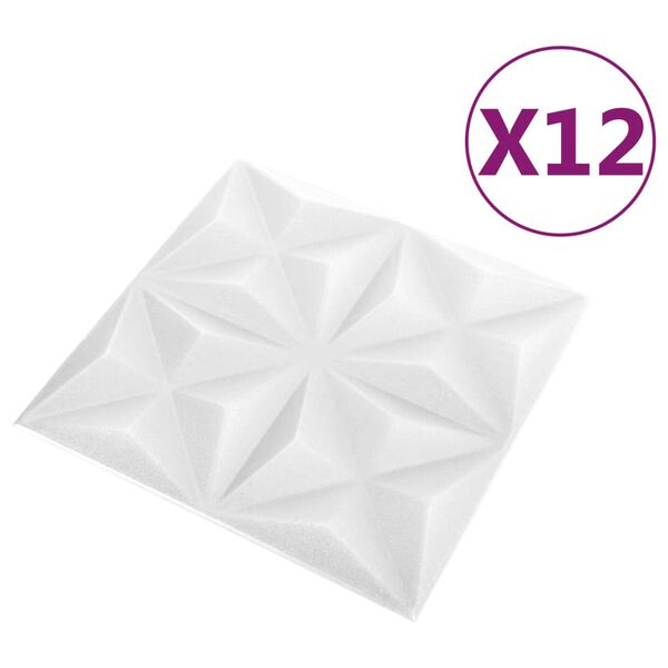 vidaXL 3D-vægpaneler 12 stk. 50x50 cm 3 m² origami hvid