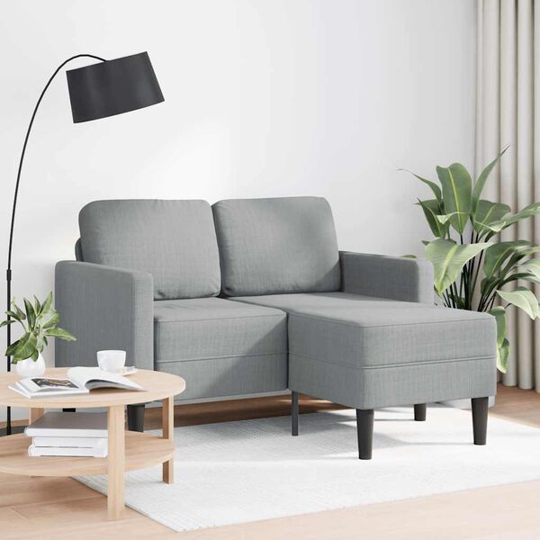 vidaXL 2-personers sofa med chaiselong L-formet 125 cm stof lysegrå