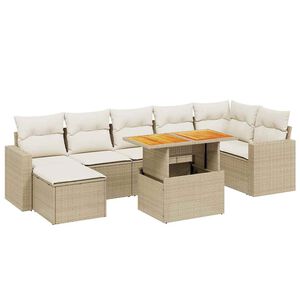 vidaXL sofas&aelig;t til haven 8 dele med hynder polyrattan beige