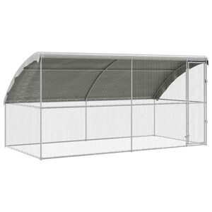 vidaXL H&oslash;nsebur 2 stk. S&oslash;lv 400 x 200 x 200 cm Galvaniseret st&aring;l