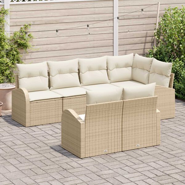 vidaXL Havesofa S&aelig;t Beige polyrattan