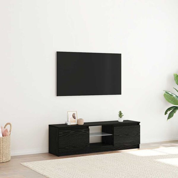 vidaXL tv-bord med LED-lys 120x30x36 cm konstrueret træ sort egetræ