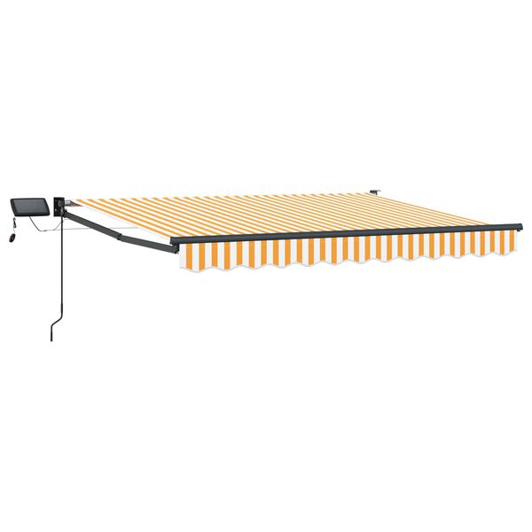 vidaXL Manuel udtr&aelig;kkelig markise med LED Orange og hvid 3,5 x 2,5 m