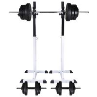 vidaXL vægtstang- og squat-stativ med vægtstang- og håndvægtsæt 60,5kg