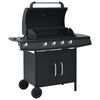 vidaXL gasgrill 4+1 grillzoner st&aring;l sort