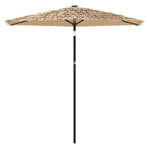 vidaXL haveparasol med LED-lys og st&aring;lstang 268x268x226 cm brun