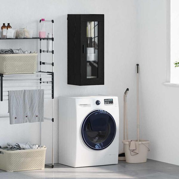 vidaXL V&aelig;gskab Sort eg 34,5 x 34 x 90 cm Ingeni&oslash;rtr&aelig; og glas