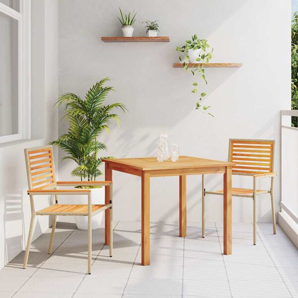 vidaXL Have Spisebordssæt 3 pcs Beige Poly rattan