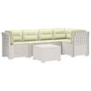 vidaXL 5-personers Havem&oslash;bel Sofa med Hynder Rattan Look PP Hvid