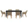 vidaXL Have Spisebordssæt med pude 7 pcs Beige polyrattan