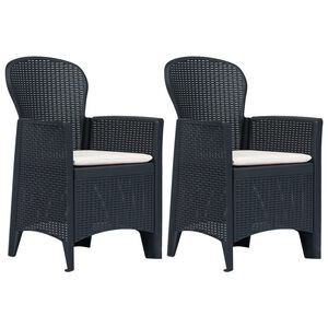 vidaXL havestole 2 stk. med hynde plastik rattanlook antracitgr&aring;