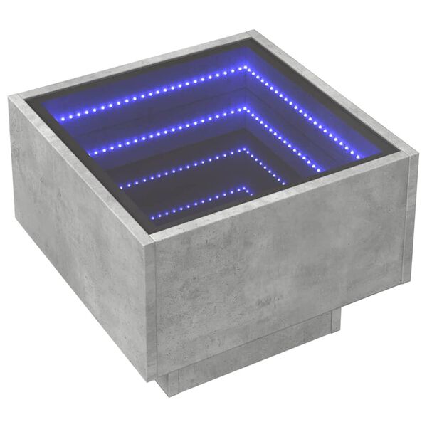 vidaXL sidebord med LED-lys 40x40x30 cm konstrueret træ betongrå