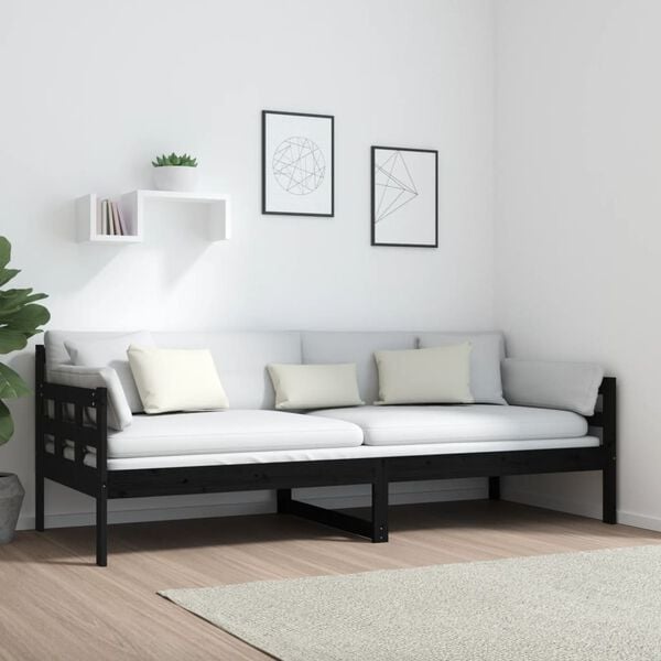 vidaXL daybed 80x200 cm massivt fyrretr&aelig; sort