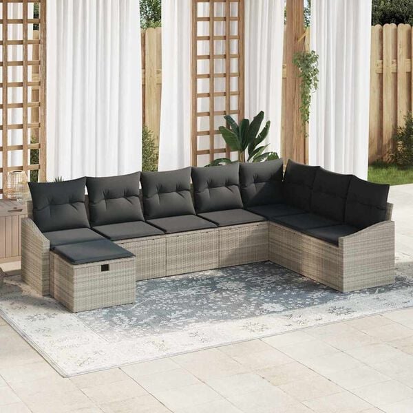 vidaXL Sofa S&aelig;t med pude 9 pcs polyrattan