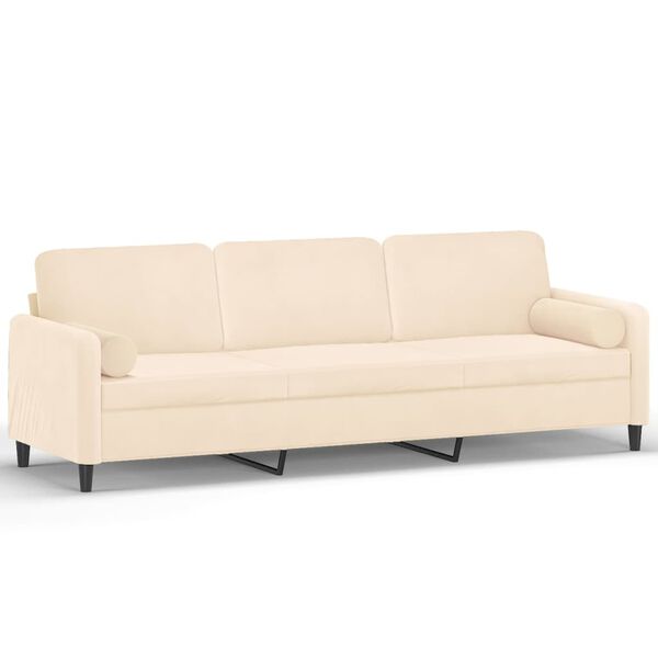 vidaXL 3-personers sofa med puder og hynder 210 cm velour cremefarvet