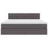 vidaXL Seng med opbevaring og LED med LED Gr&aring; 180 x 200 cm Faux l&aelig;der