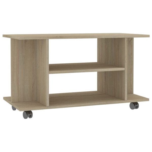 vidaXL tv-skab med hjul 80x40x45 cm konstrueret træ sonoma-eg