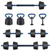 vidaXL 4-i-1 H&aring;ndv&aelig;gte Barbell Kettlebell S&aelig;t 20 kg Sort og Bl&aring;