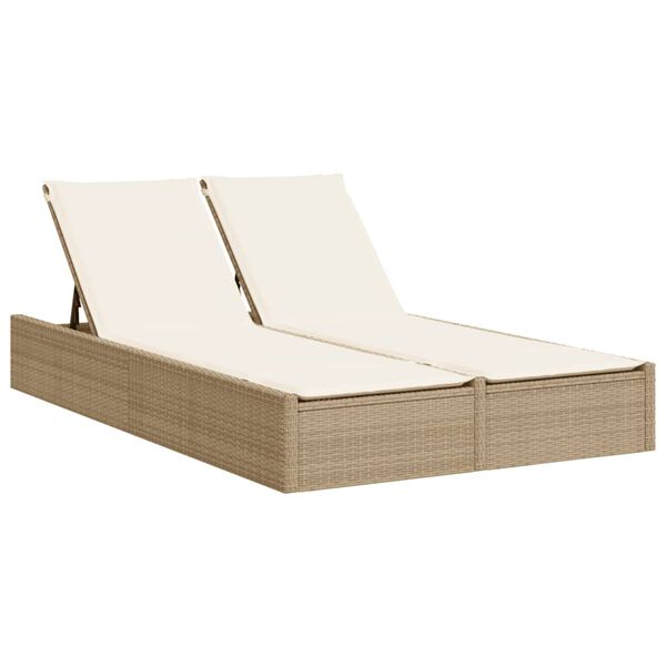 vidaXL solseng med hynder polyrattan beige