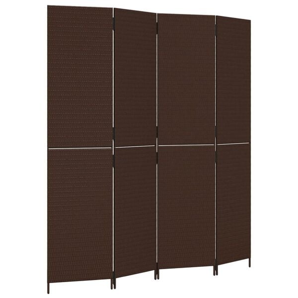 vidaXL rumdeler 4 paneler polyrattan brun