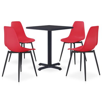 vidaXL udendørs spisebordssæt 5 dele metal og PP rød
