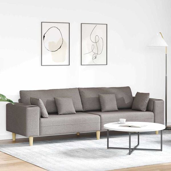 vidaXL Sofa med pude Gr&aring;brun 250 x 77 x 76 cm Stof
