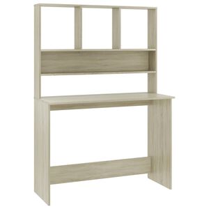 vidaXL skrivebord m. hylder 110x45x157 cm konstrueret tr&aelig; sonoma-eg