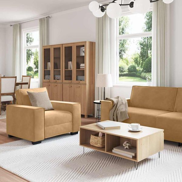 vidaXL sofas&aelig;t 3 dele med hynder velour brun