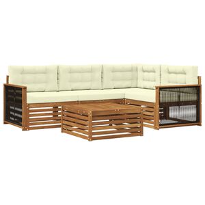 vidaXL Udend&oslash;rs sofagruppe med pude 5 pcs Naturlig og Fl&oslash;de