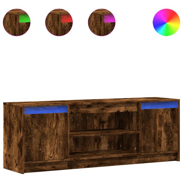 vidaXL tv-bord m. LED-lys 139,5x34x50 cm konstrueret tr&aelig; r&oslash;get eg