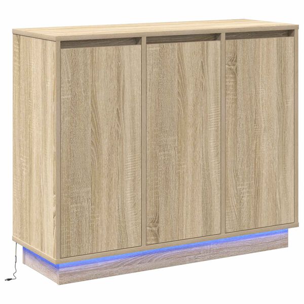 vidaXL LED Sideboard Sonoma eg 90 x 32 x 75 cm Konstrueret tr&aelig;