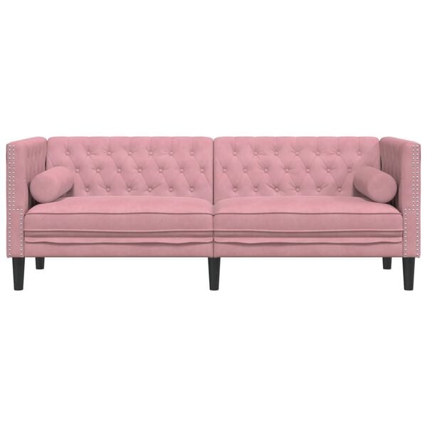 vidaXL 3-personers Chesterfield-sofa med bolsterpuder fl&oslash;jl pink