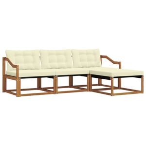 vidaXL Udend&oslash;rs sofagruppe med pude 4 pcs Naturlig og Fl&oslash;de