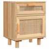 vidaXL sengebord massivt fyrretr&aelig; og naturlig rattan brun