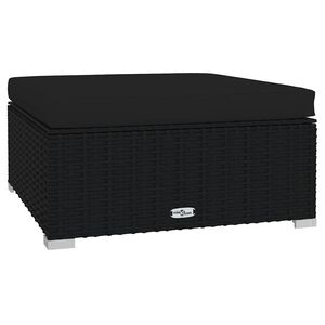 vidaXL udend&oslash;rs fodskammel med hynde 70x70x30 cm polyrattan sort