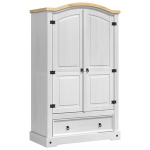 vidaXL Garderobeskab CORONA Hvid 101 x 52 x 170 cm Massiv fyrretr&aelig;