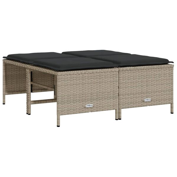 vidaXL sofas&aelig;t 5 dele med hynder polyrattan lysegr&aring;