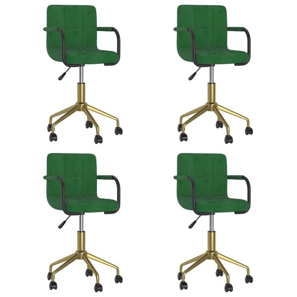 vidaXL drejelige spisebordsstole 4 stk. fl&oslash;jl m&oslash;rkegr&oslash;n